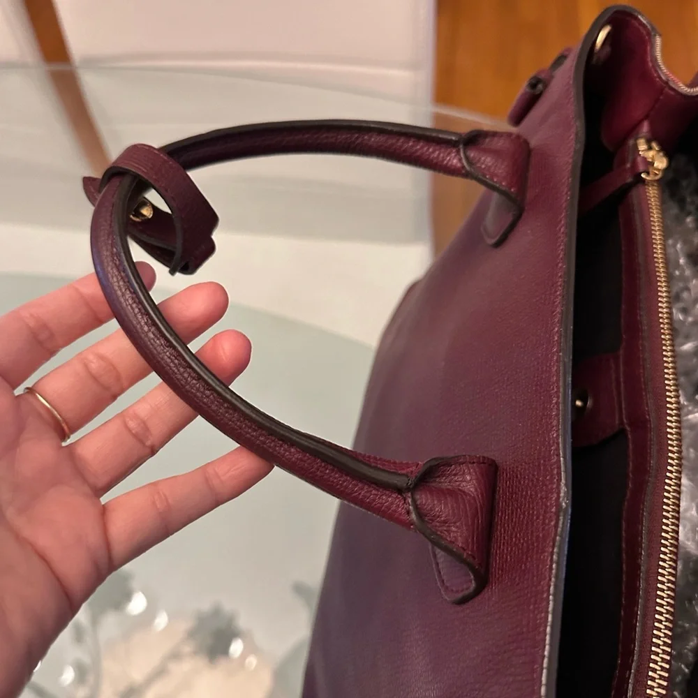 Burberry Deep Red Leather Tote - Picture 8 of 12
